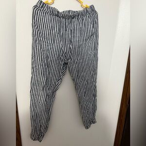 Elan Black and White Striped Pants